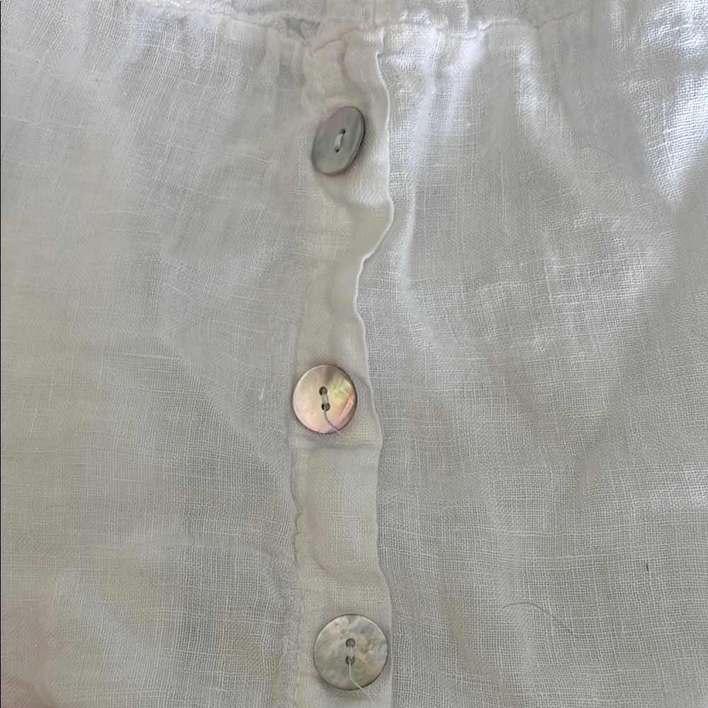 White Linen Button-Detail Top - Picture 3 of 5